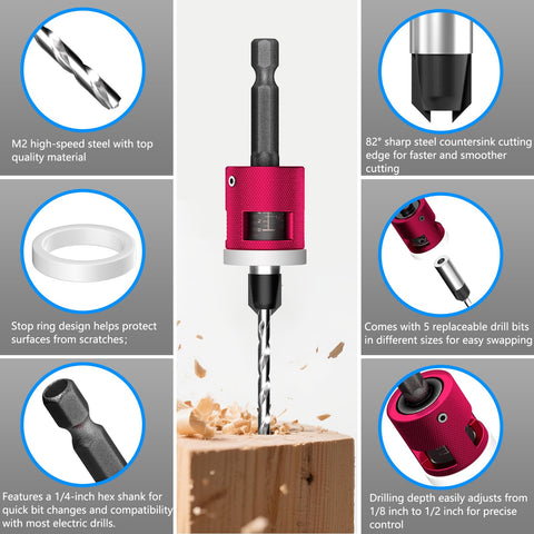 BURMONG 82-degree countersink angle for wood, plywood, MDF, and plastic.