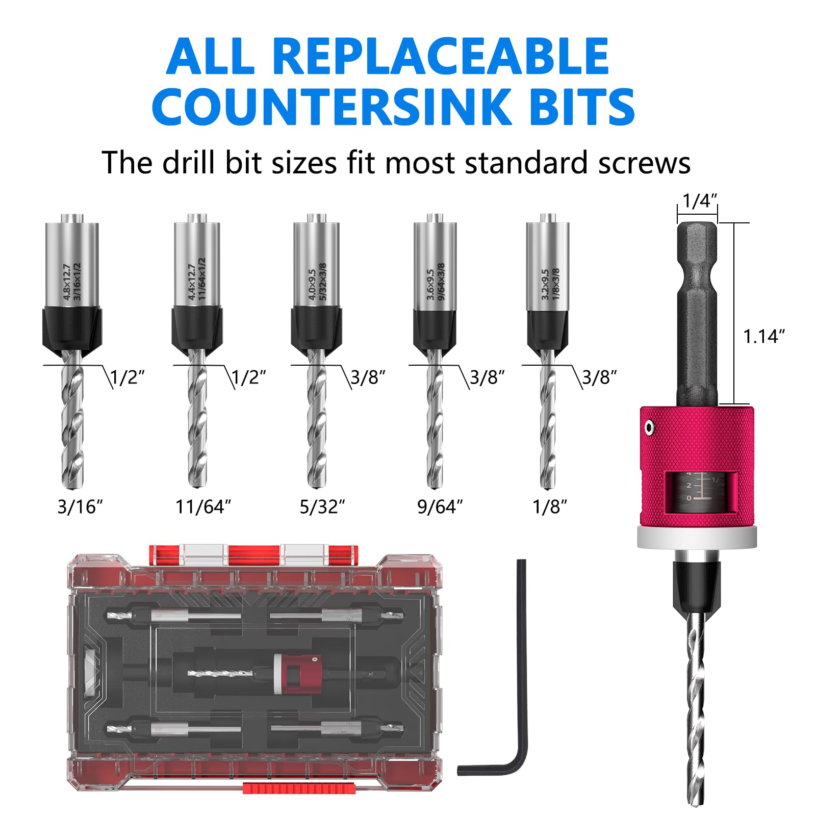 BURMONG adjustable depth stops enable controlled drilling depth.