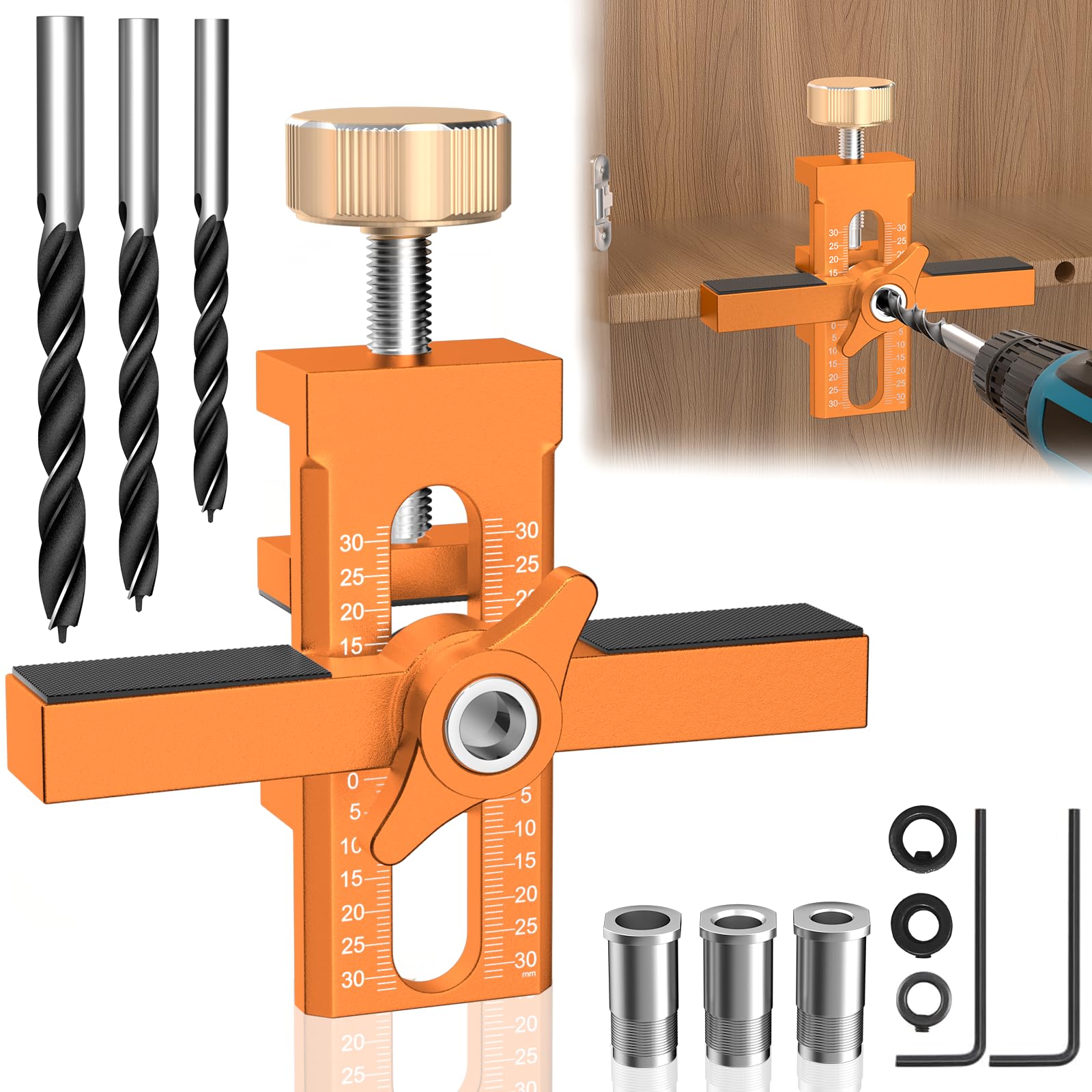 BURMONG cabinet door jig front view highlights precise aluminium construction for level mounting.