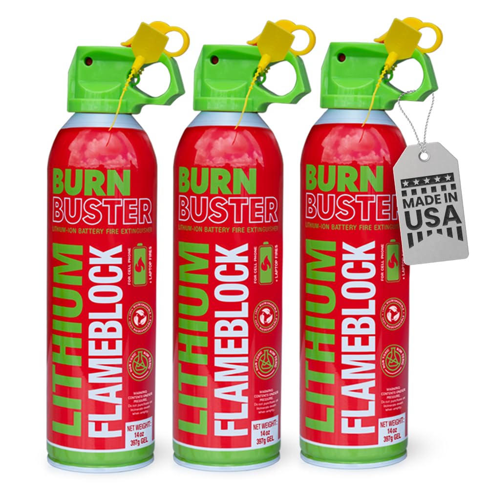BurnBuster lithium-ion fire gel 3-pack for quick battery fire suppression.