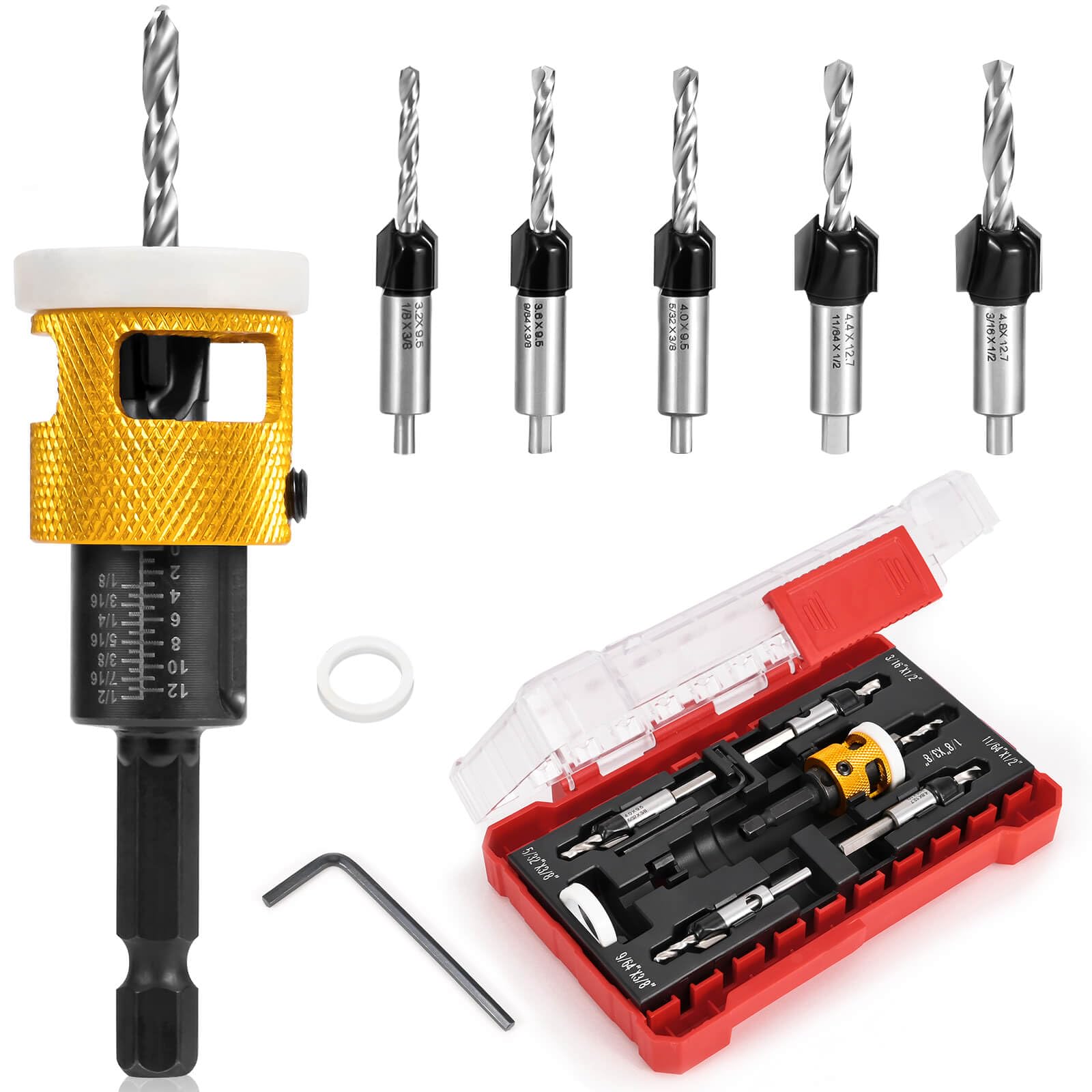 Burtok countersink drill set in case, ideal for organized workshop storage.