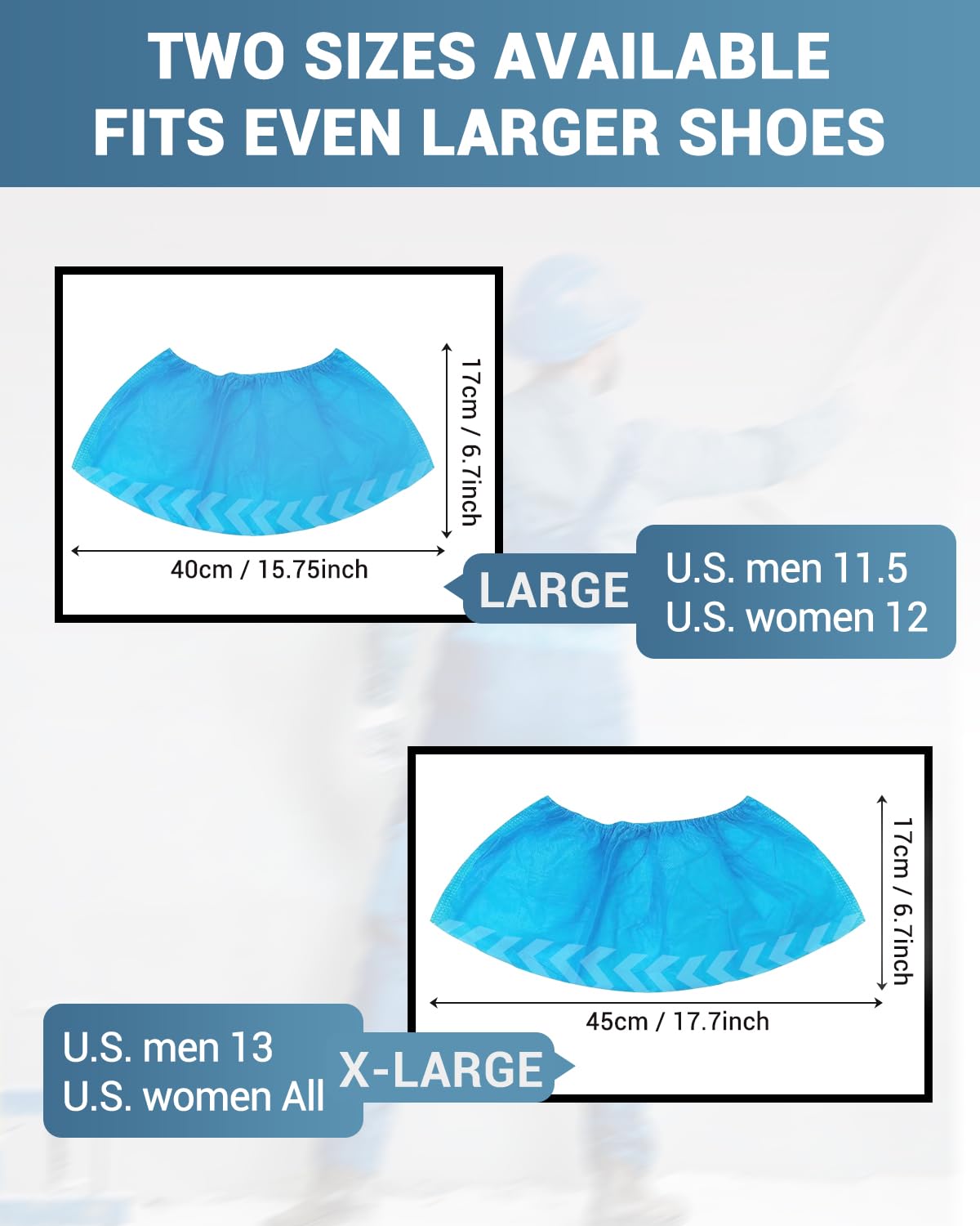 On-site usage of Buself X-Large blue shoe covers in real-world setting.