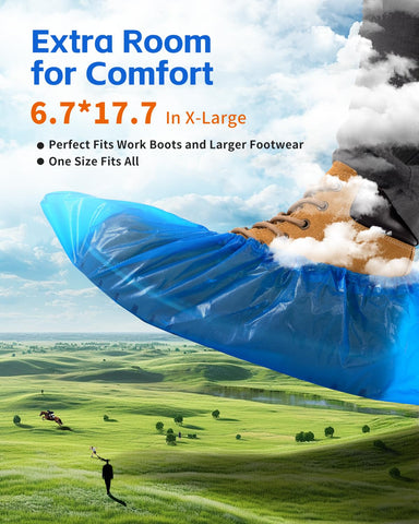 Buself shoe covers demonstrating fit for US Women 15 / Men 13