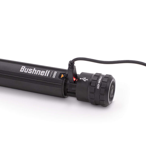 Bushnell flashlight battery compartment close-up for easy recharge