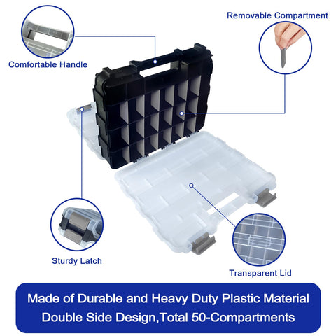 Busy-Corner toolbox with removable dividers enables customized storage configurations.