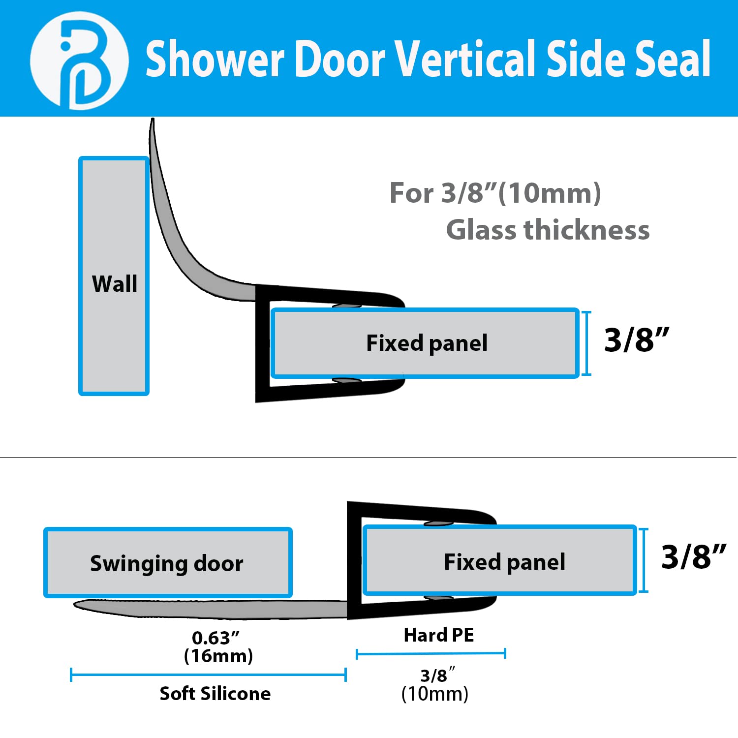Butecare 78-inch long shower seal provides full door coverage with easy, glue-free installation