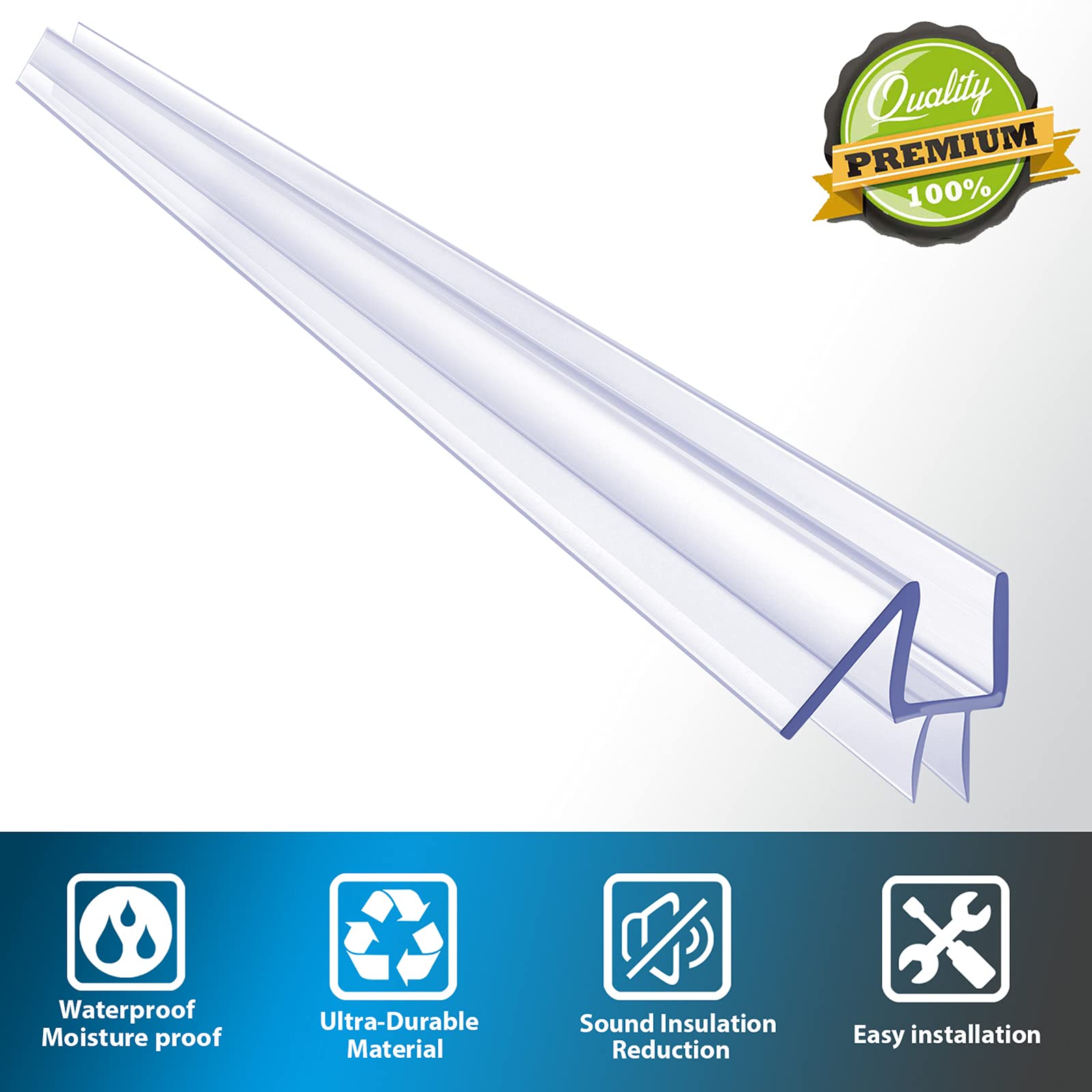 Butecare frameless bottom seal close-up, showing clear vinyl edge for near invisibility.