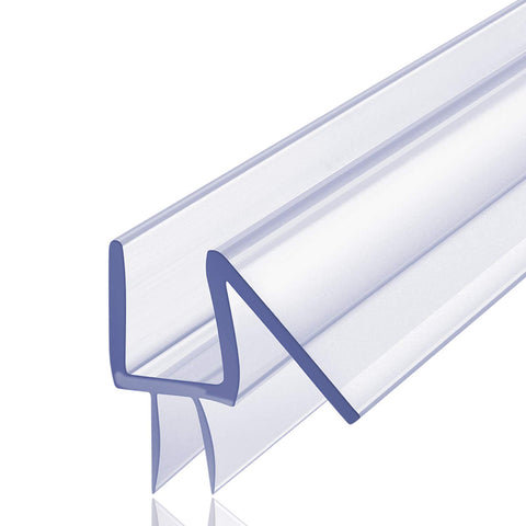 Butecare premium frameless shower door bottom seal close-up shows clear, durable vinyl seal for leaks.