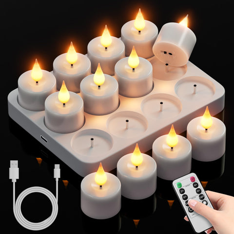 BUTHY rechargeable tea light with docking station glows softly for cozy ambience.
