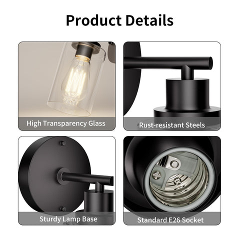 BUTHY wall sconce light E26 base compatibility with standard bulbs