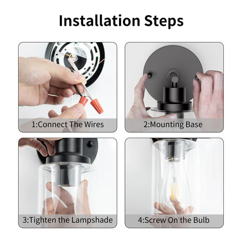 BUTHY wall sconce light installation step illustrates easy hard-wired setup