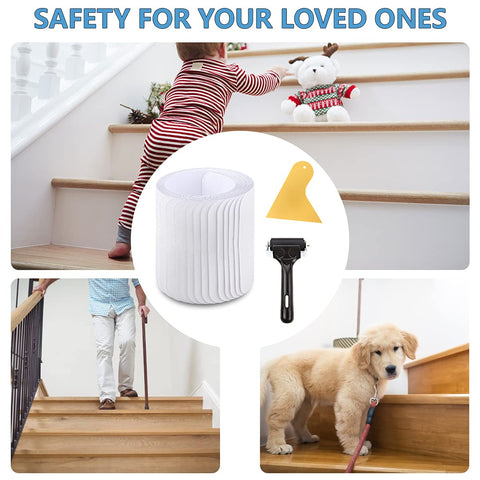 Butizone transparent adhesive surface on stairs blends with interior design.
