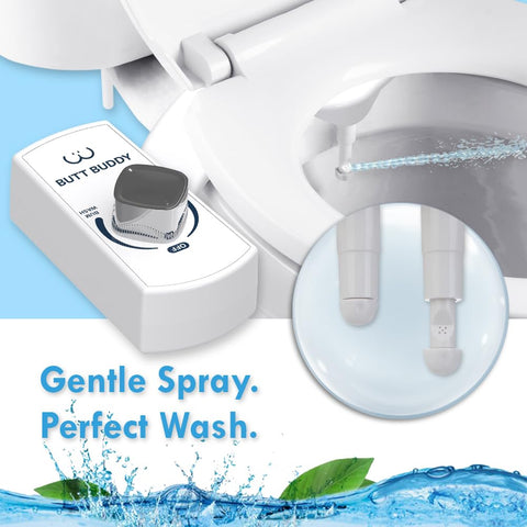Butt Buddy installed on toilet showing universal fit