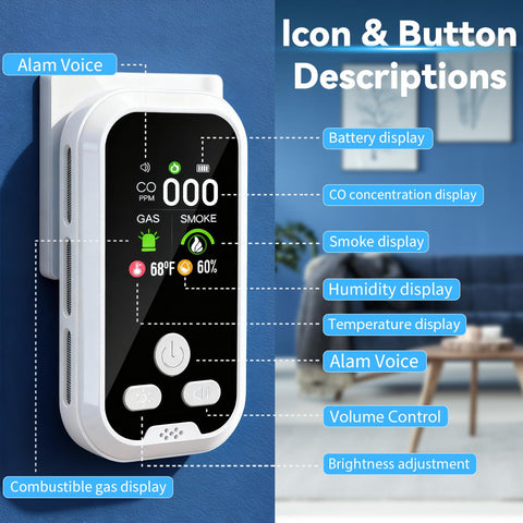 Buwheekoki CO detection sensor monitors carbon monoxide levels for safety awareness