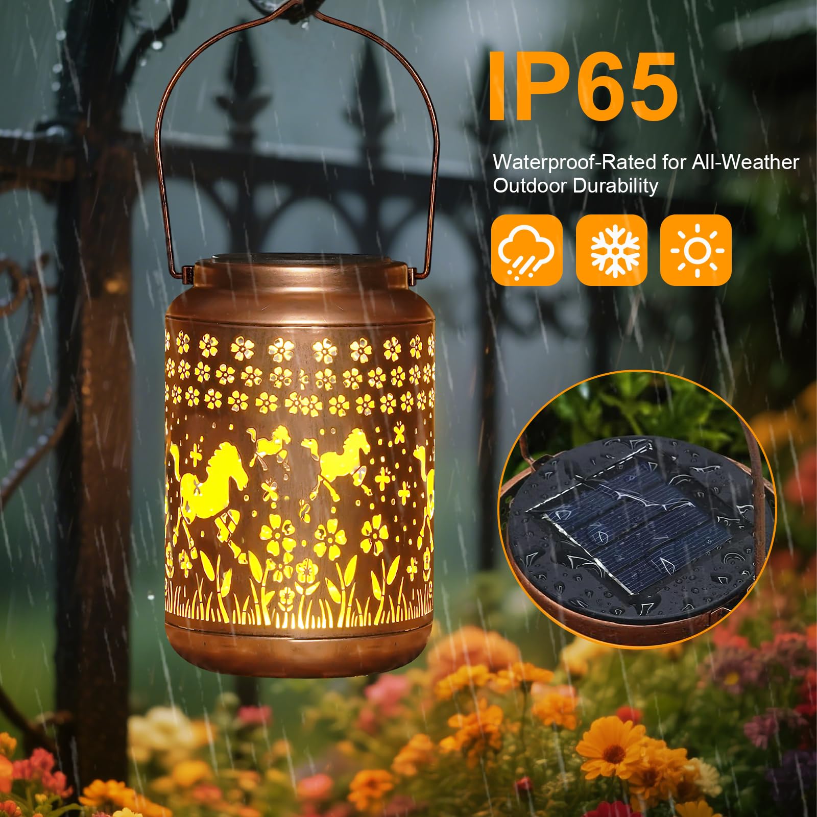 Buwheekoki vintage golden copper finish adds rustic charm to outdoor spaces.