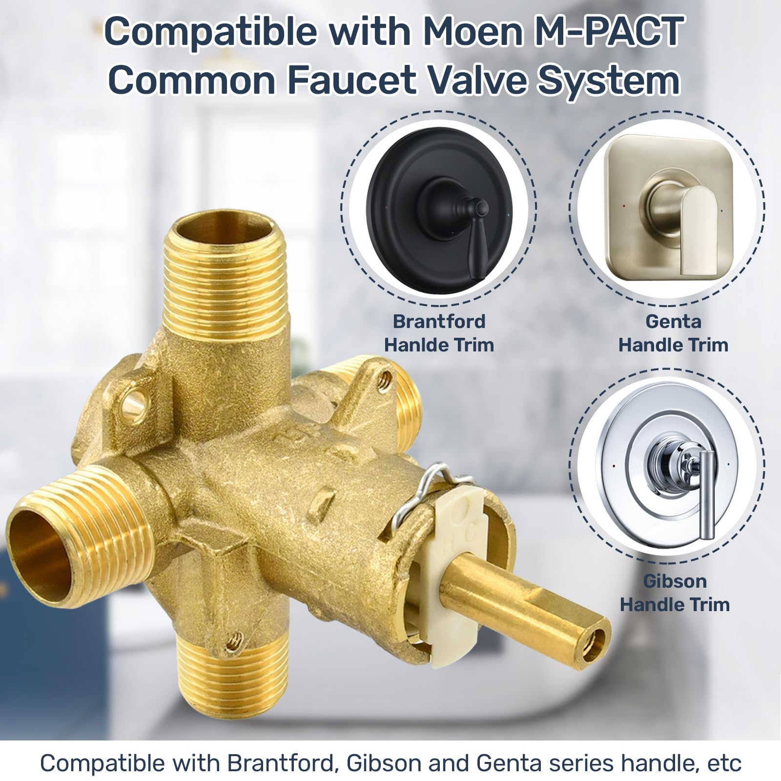 Close-up of the universal 1/2 inch connection port for flexible plumbing.