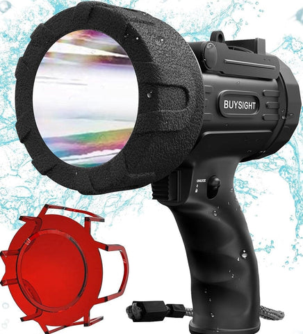 BUYSIGHT Rechargeable Spotlight front view shows 800 lumens for wide-area lighting.