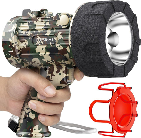 BUYSIGHT rechargeable spotlight front view shows powerful 1,000,000 lumens for wide-area scanning.