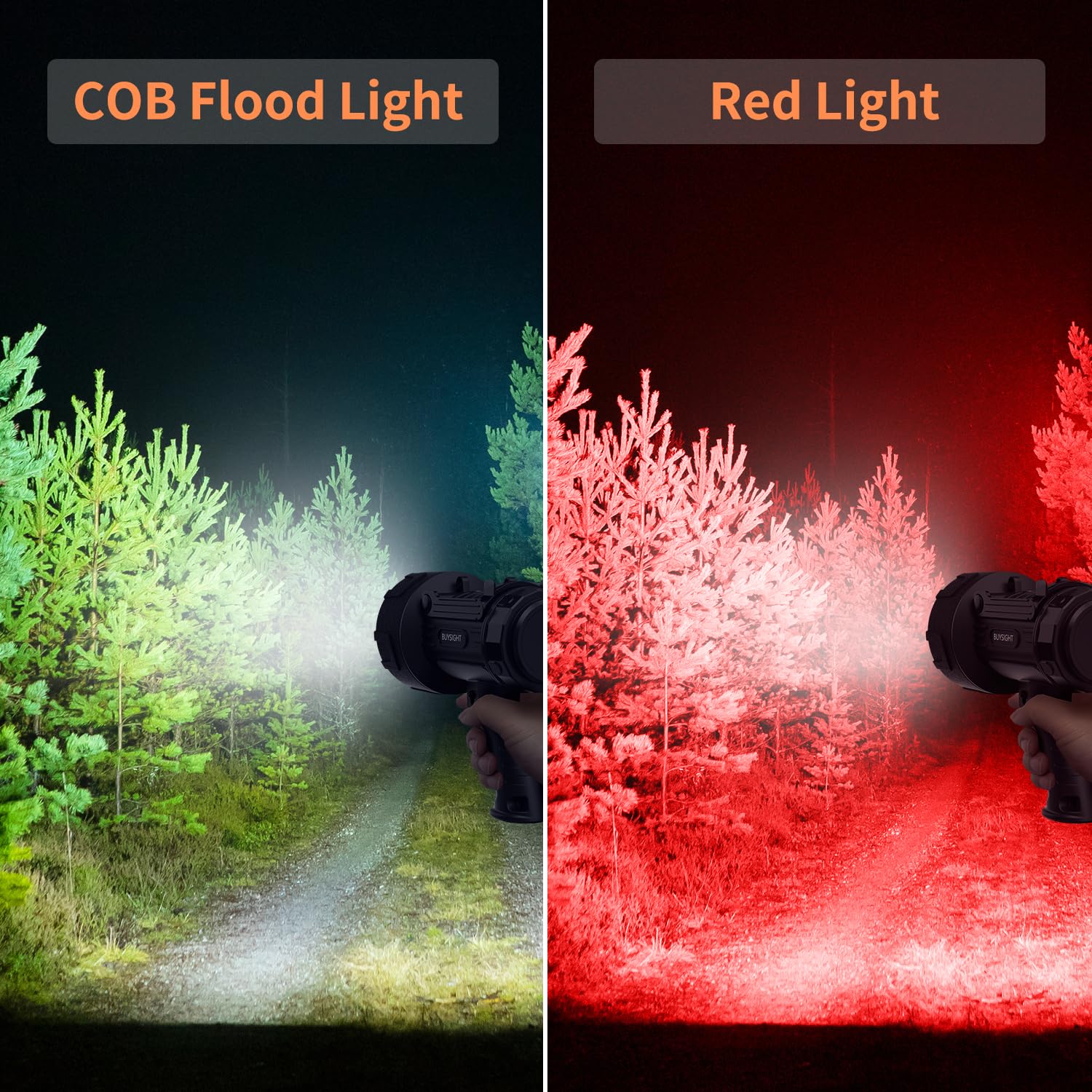 BUYSIGHT Spotlight with red filter for low-light tracking and search