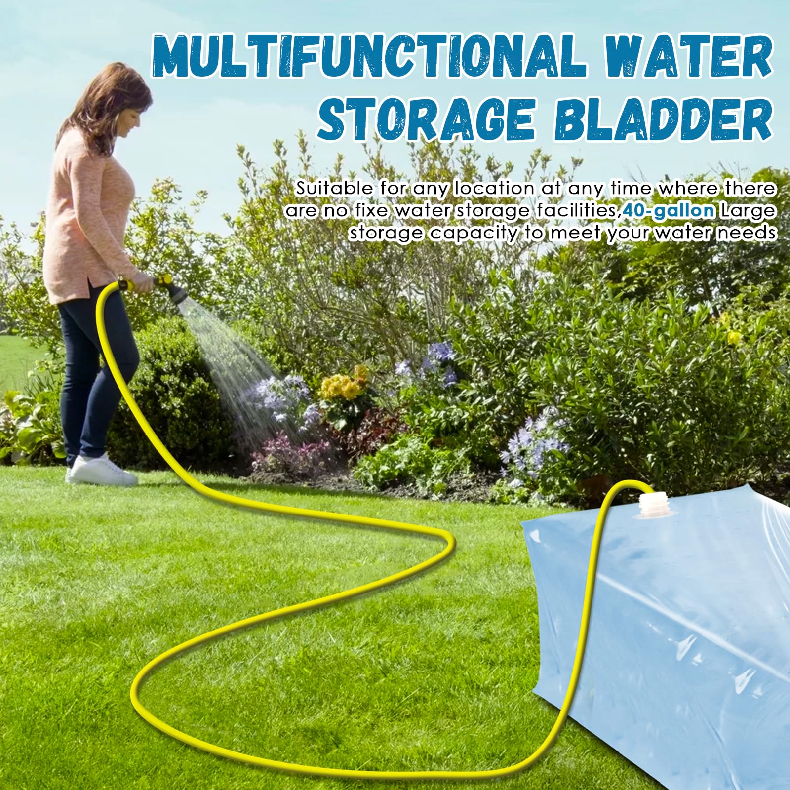 Buzzlett emergency water bladder outdoors for preparedness