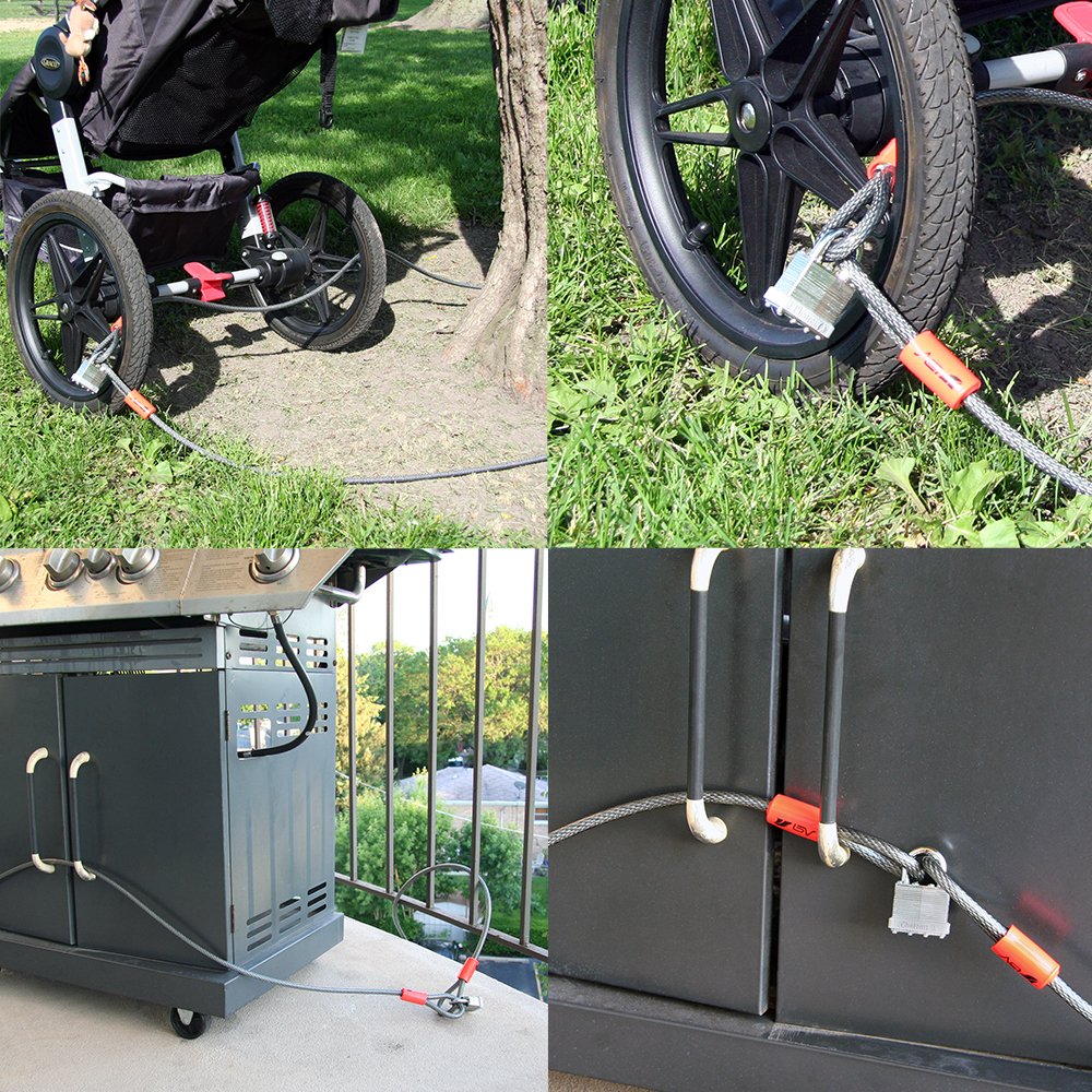 BV Heavy-Duty 30ft cable securing bikes in urban settings