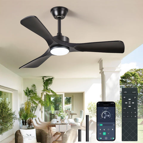 BvenuBigLite 42-inch black ceiling fan with light for versatile cooling