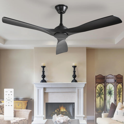 BvenuBigLite 52-inch outdoor no-light fan in black for patios with efficient airflow.