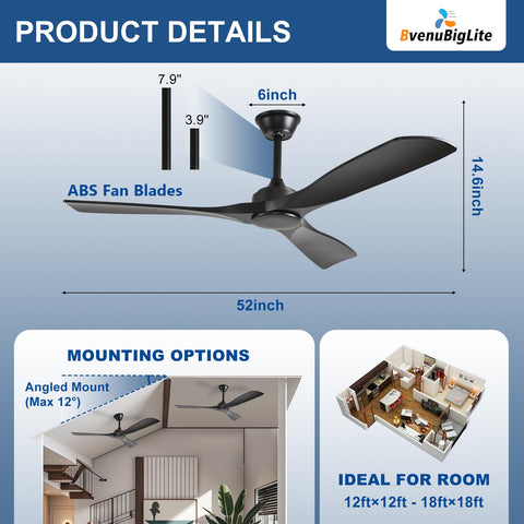 BvenuBigLite app-control ceiling fan lets you manage speed from your phone.