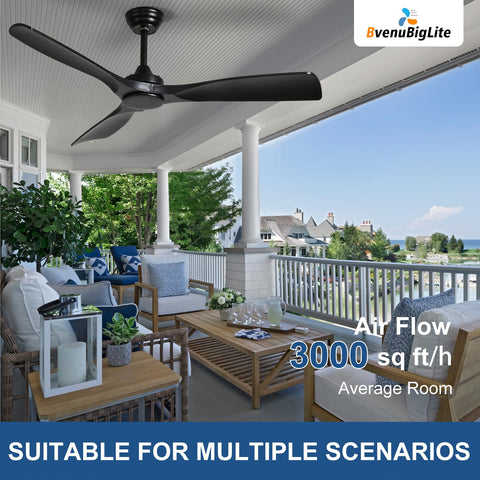BvenuBigLite ETL-certified ceiling fan designed for safe outdoor use.