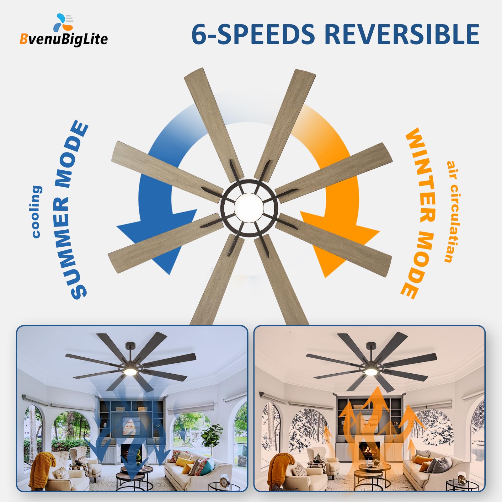 BvenuBigLite remote and app control for convenient adjustments