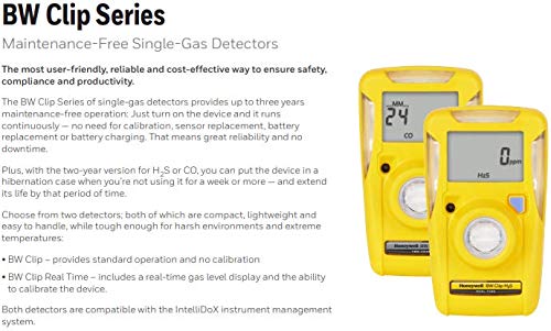 BW Technologies BW Clip O2 monitor yellow, compatible with IntelliDoX and fleet software.