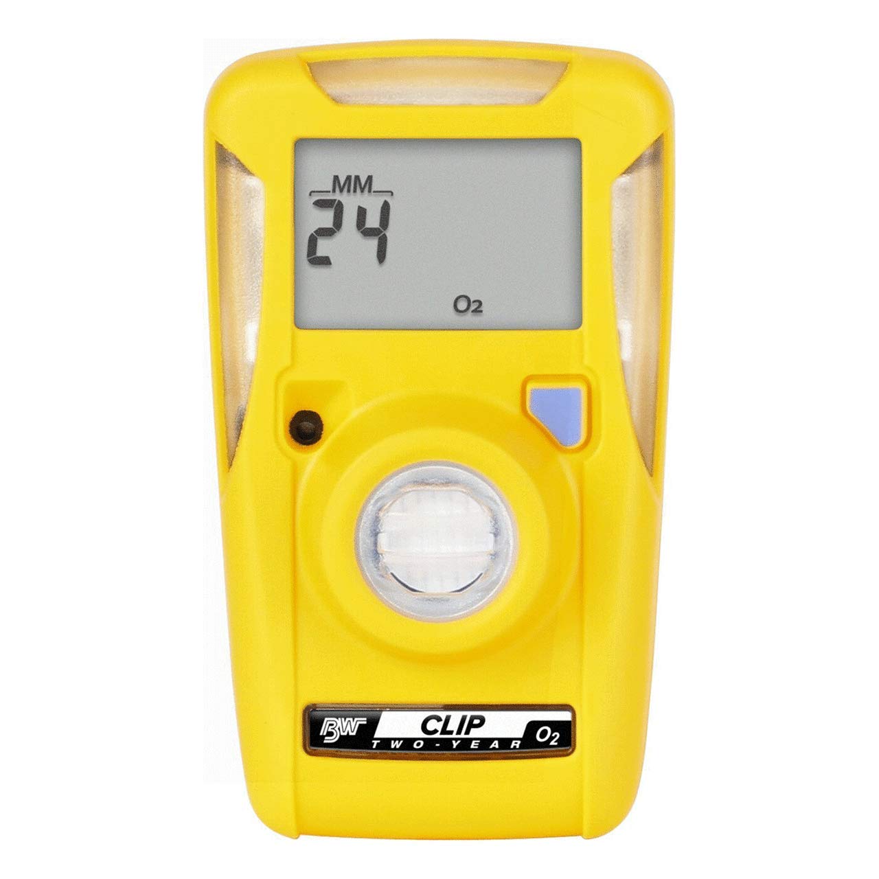 BW Technologies BW Clip O2 monitor yellow on desk, simple monitoring with automatic logging.