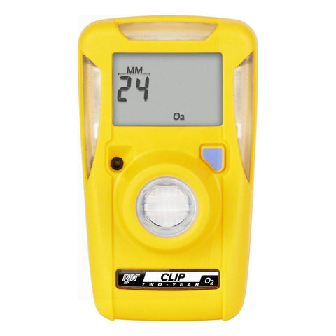 BW Technologies BW Clip O2 monitor yellow on desk, simple monitoring with automatic logging.