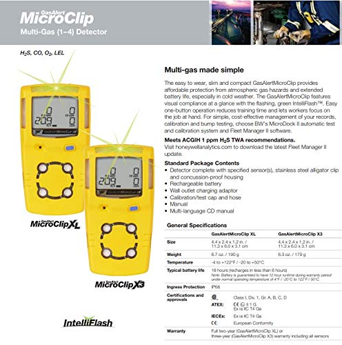 BW Technologies GasAlertMicroClip XT compact size and specs at a glance