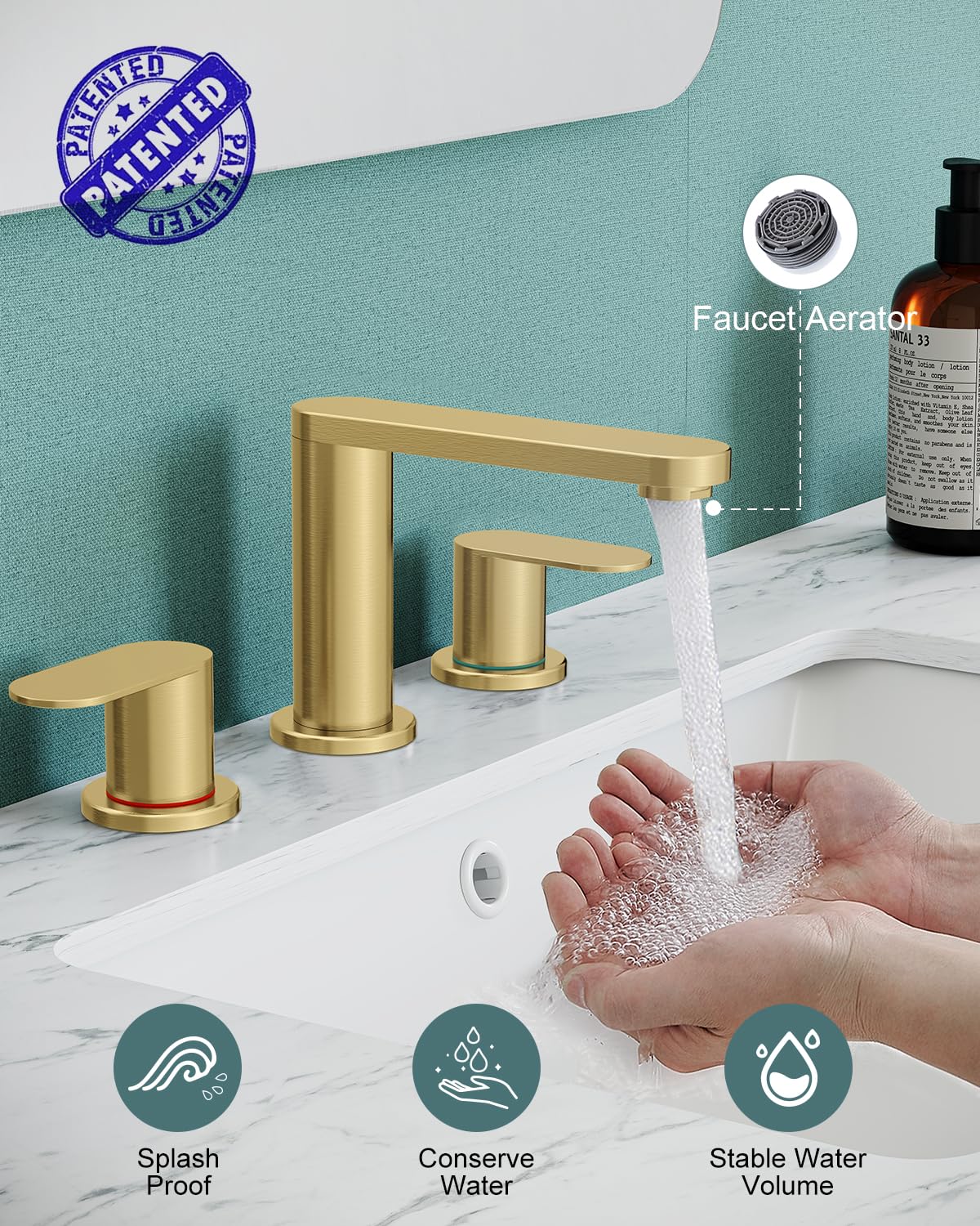BWE brushed gold faucet pop-up drain simplifies drainage and maintenance.