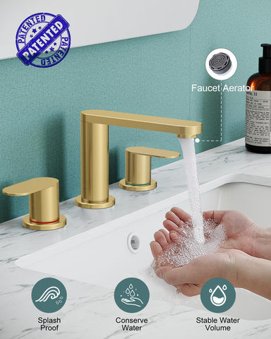 BWE brushed gold faucet pop-up drain simplifies drainage and maintenance.