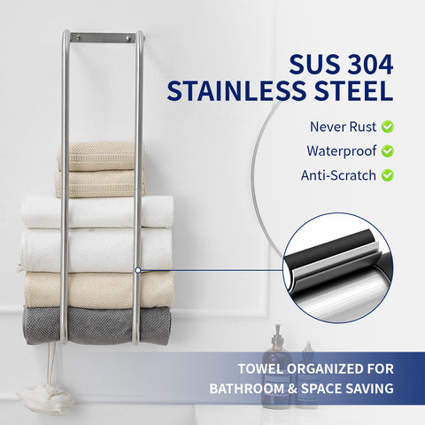 BWE Brushed Nickel Towel Rack two bars hold six large towels.