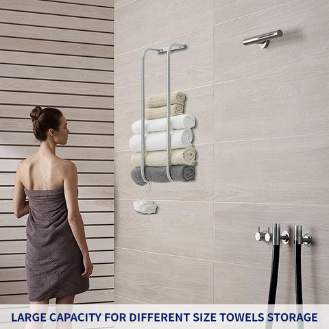 BWE Wall mounted towel rack enhances bathroom organization.