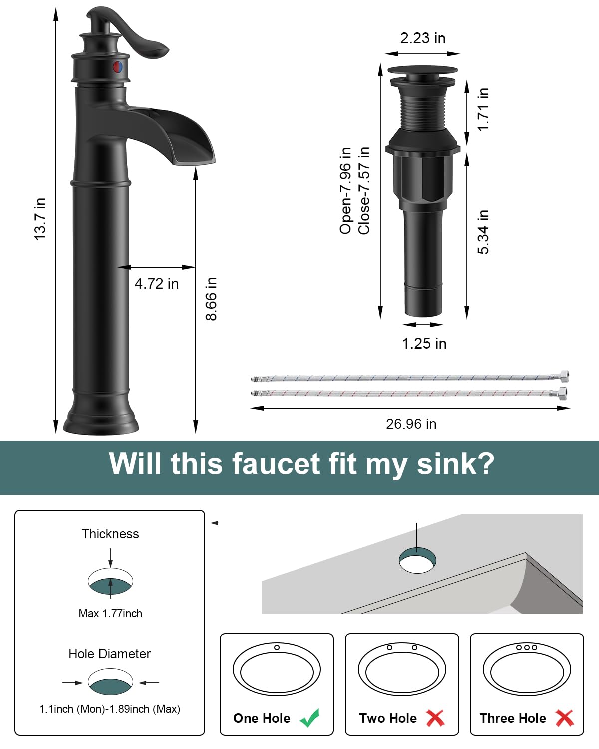 BWE single-handle mixer for quick temperature adjustment.