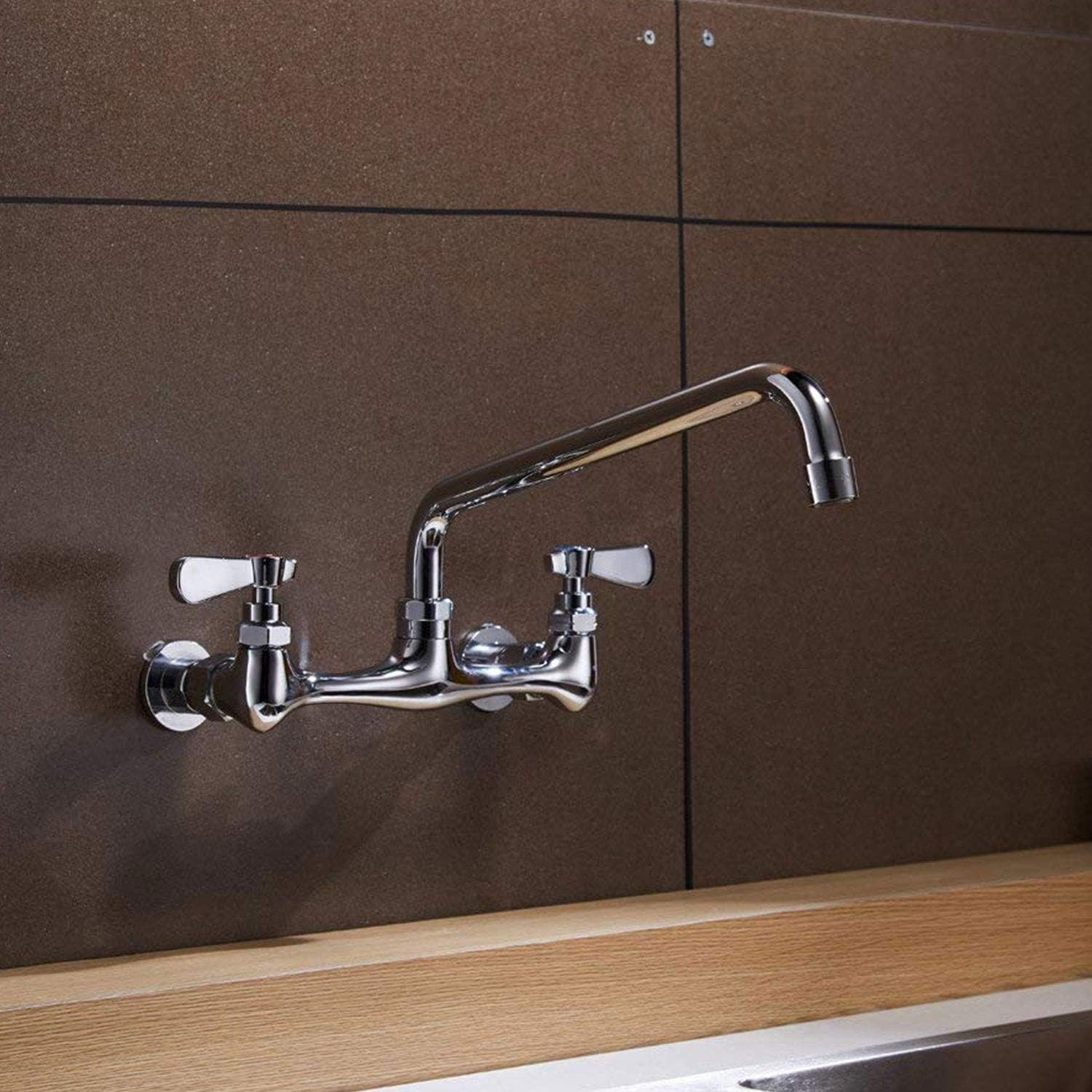 BWE 8-inch center faucet pairs with stainless sinks for a polished look.