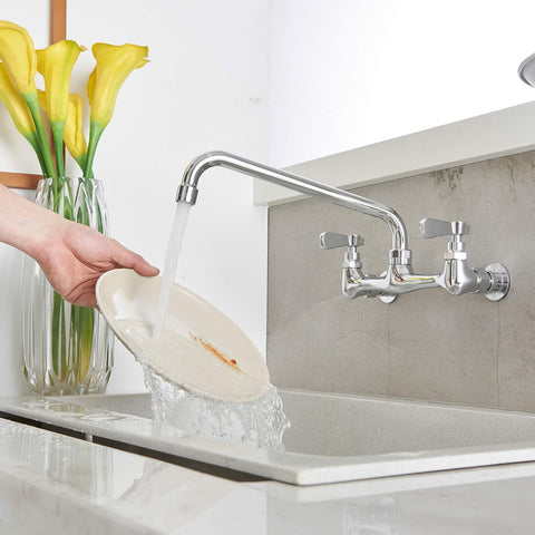 BWE 12-inch gooseneck swivel spout offers flexible reach.