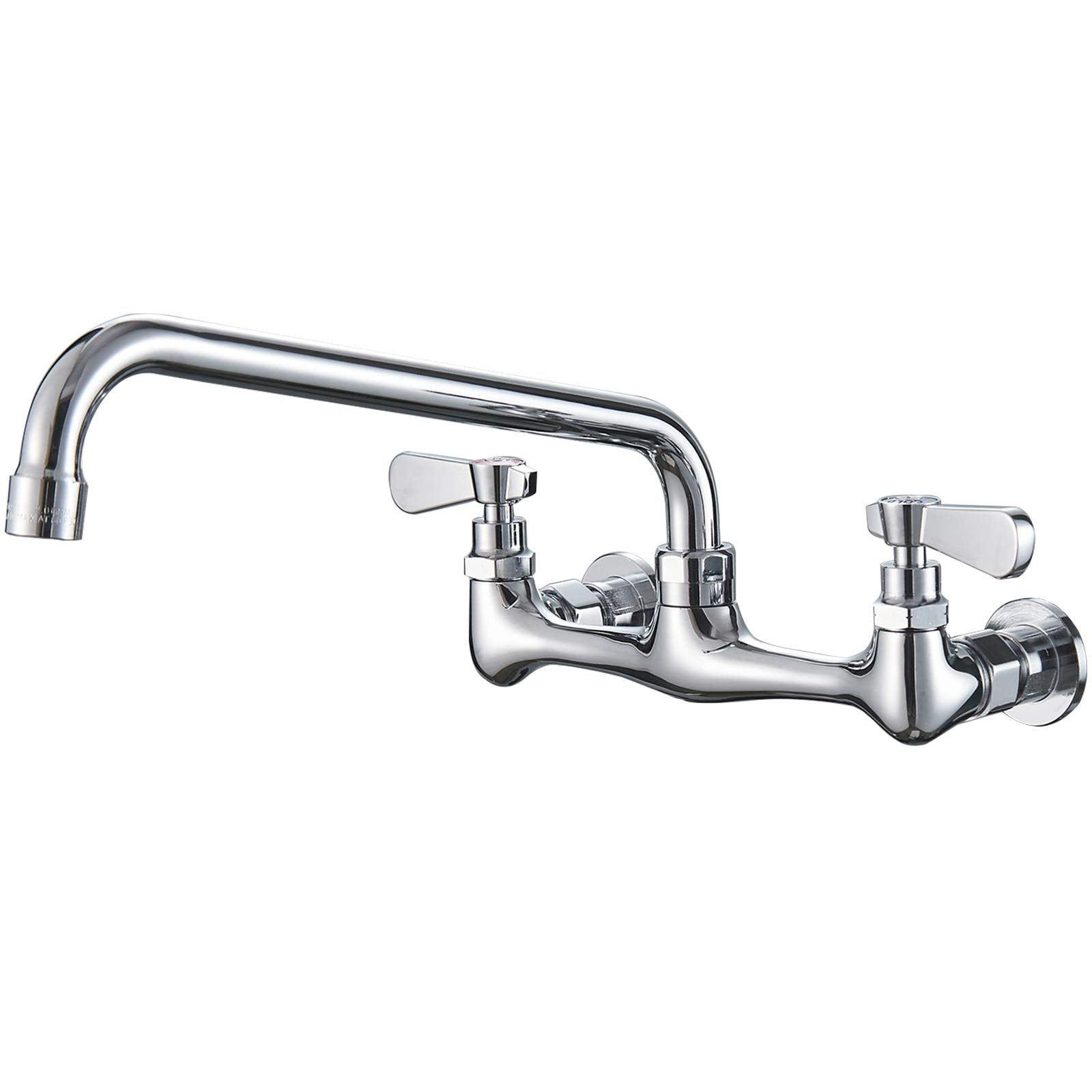 BWE kitchen faucet wall-mount with 12-inch swivel spout for wide reach.