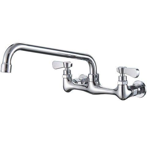 BWE kitchen faucet wall-mount with 12-inch swivel spout for wide reach.