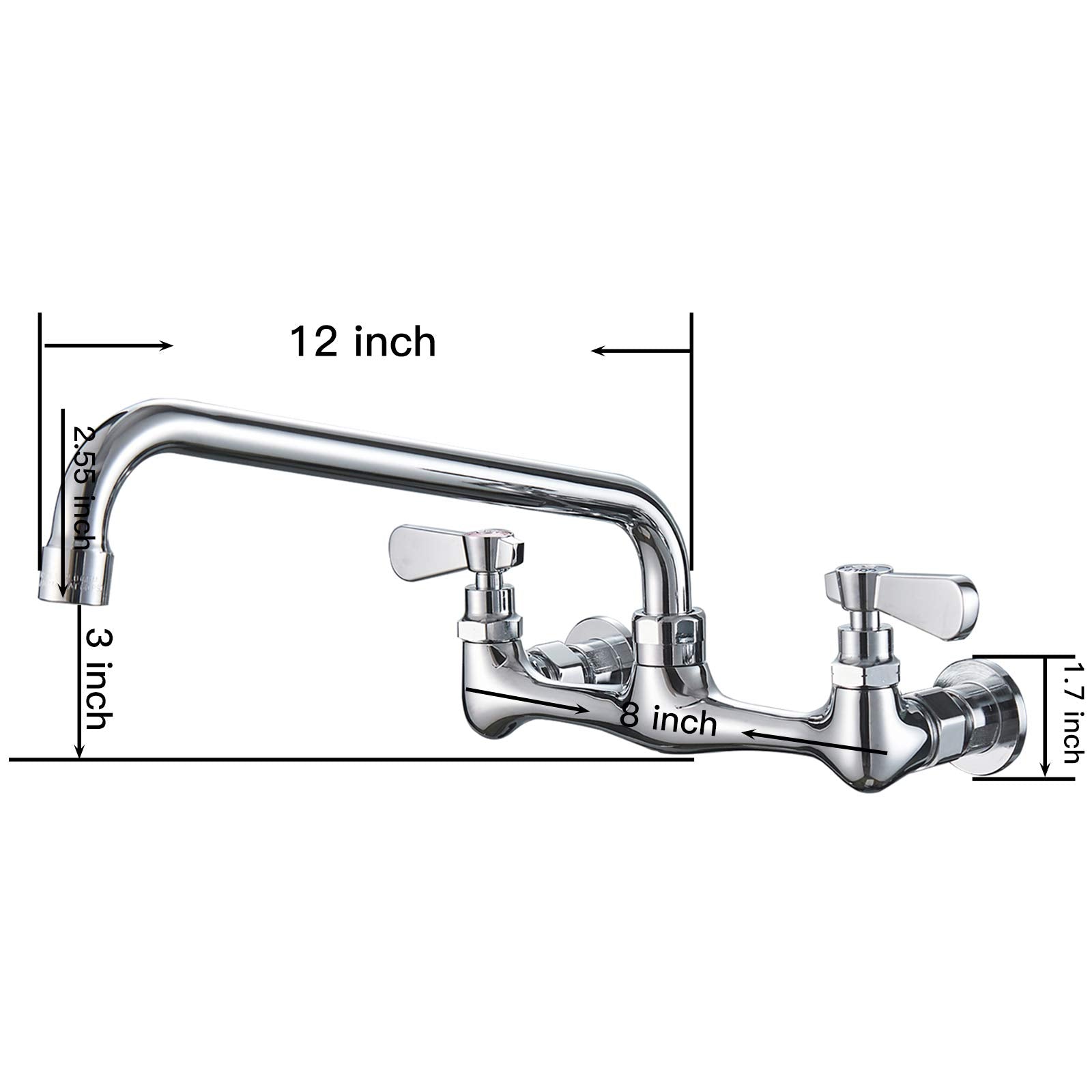 BWE faucet on wall-mount showing 8-inch center design.