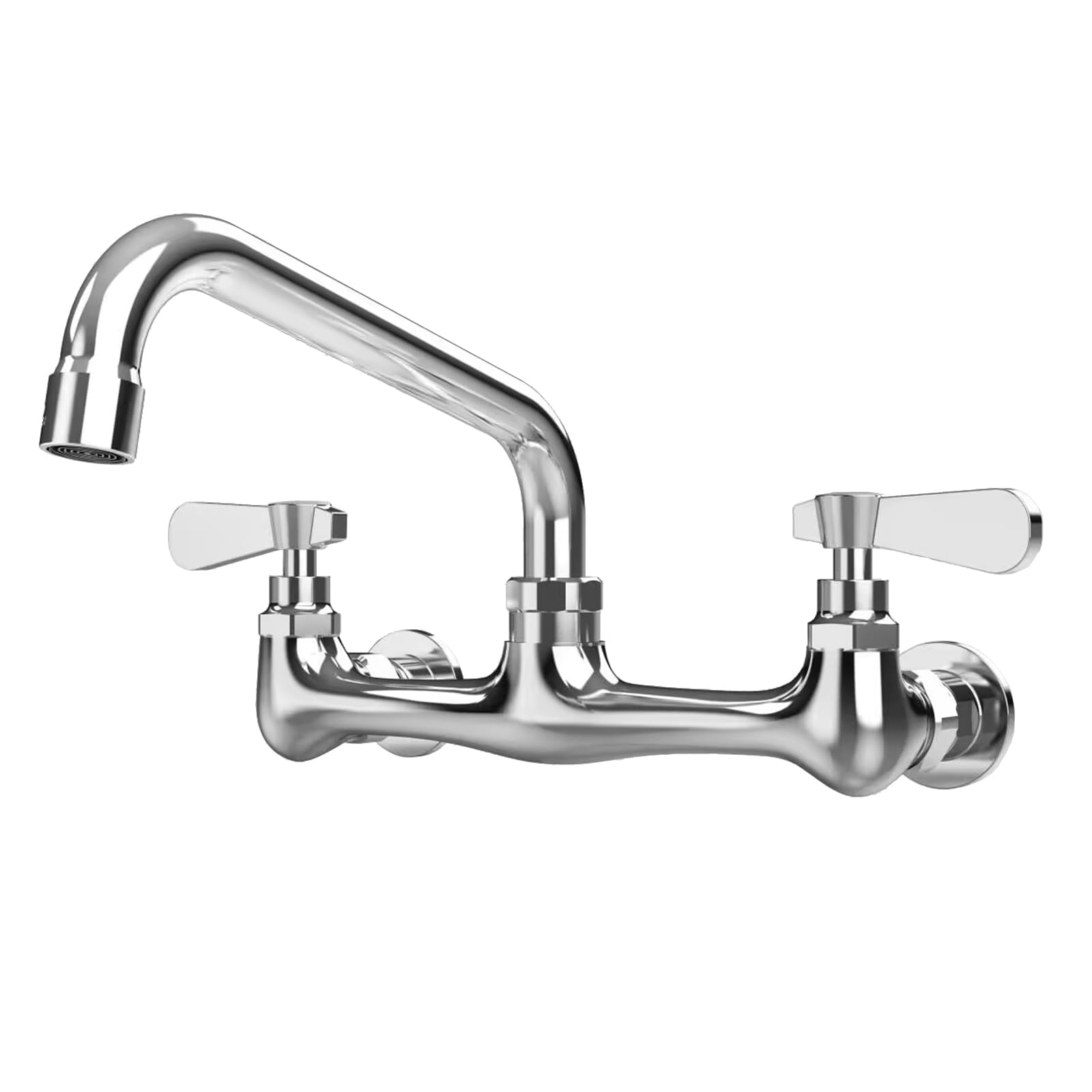 BWE kitchen faucet wall-mount 8inch-center spout offers versatile reach for sinks.
