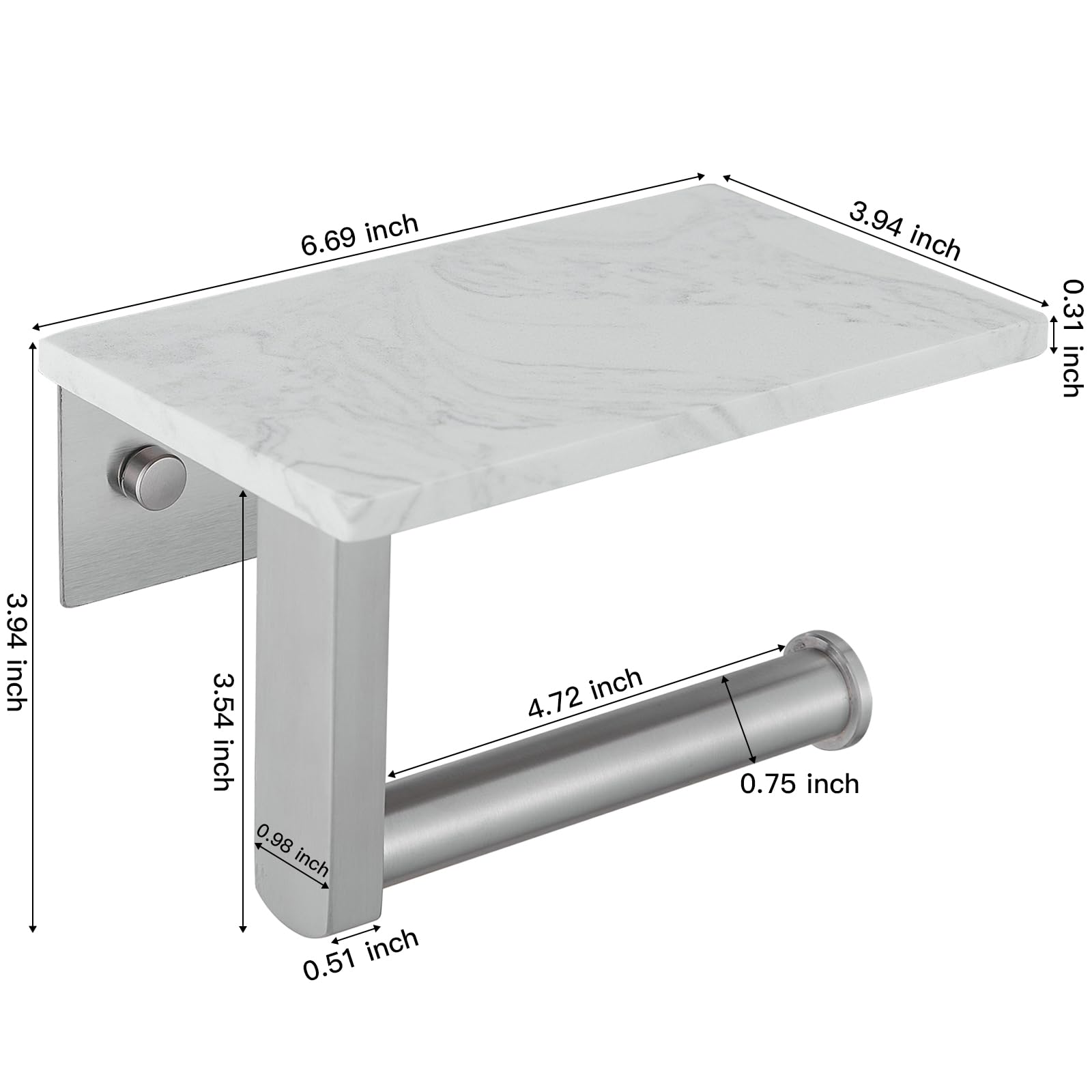 BWE marble holder with shelf in a compact bathroom for organized space