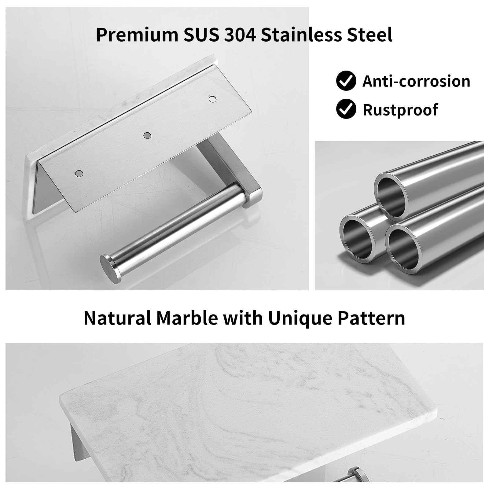 BWE marble holder with shelf top view emphasizing marble accent