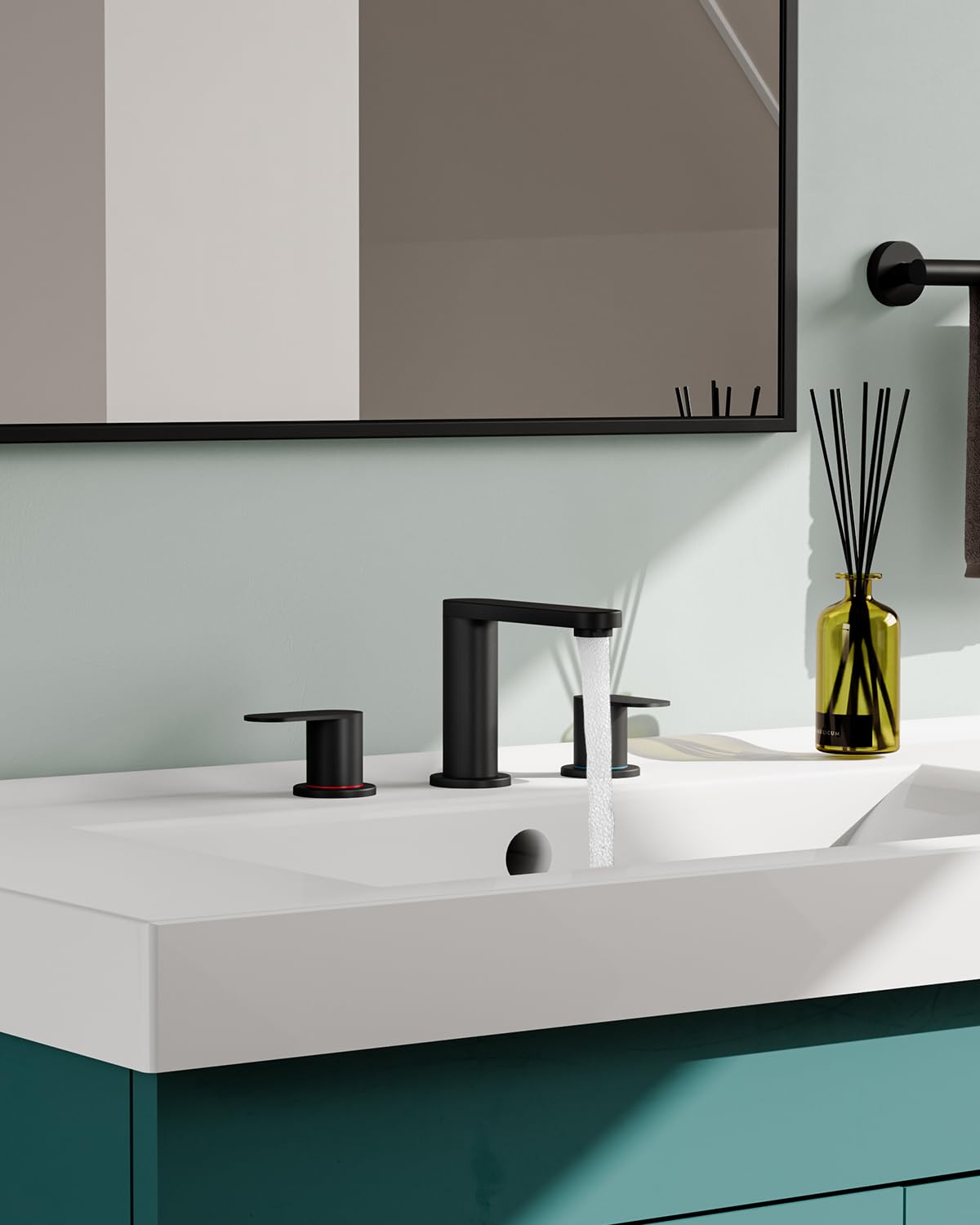 BWE two-handle control allows precise temperature and flow adjustments.