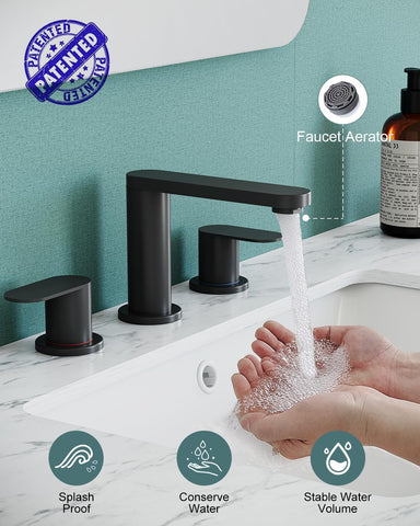 BWE matte black faucet with pop-up drain for easy maintenance.
