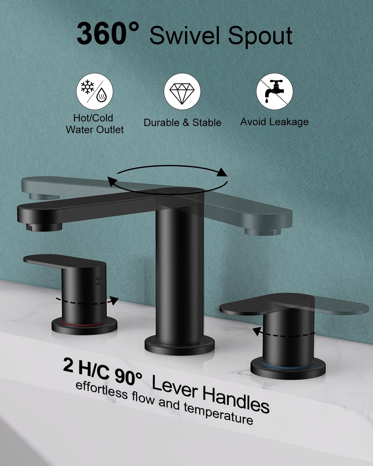 BWE matte black faucet with included supply lines for simple installation.